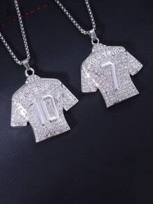 1 Pc Of Creative Sports Wind No. 7 Full Diamond Jersey Pendant Necklace