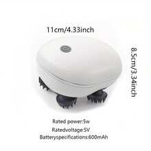 电动头皮按摩器，Type-C充电（内置600mAh锂电池）。3档速度调节，一键切换。ABS材质，配有4个可拆卸硅胶按摩爪。适用于头部、颈部、手臂和腿部按摩。按摩舒缓压力的必备良品。节日礼物。