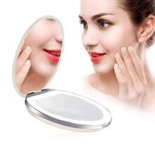 White Sunlight LED-Lit Travel Makeup Mirror | 1X/5X Dual Magnification, 5-Inch Large Clear Mirror | 3 Color Temperatures, Touch Dimmable, Eye-Friendly | Foldable Portable, Magnetic Auto-Off | Type-C Rechargeable, Travel Essentials, Gift-Ready - 白色的 - 查看 8