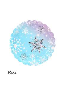 10pcs/20pcs/50pcs Frozen Snowflake Party Supplies Snowflake Scalloped Paper Plates 7"Snowflake Floral Shaped Plates Snack Cake Plates Chrisstma Plates For Winter Snowflake Theme Wonderland Holiday Xmas Snowflake Birthday Party Decor - Multicolor - View 13