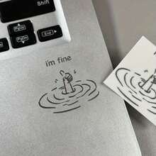 1/3PCS I'm Fine Funny Sarcastic Metal Stickers - Waterproof Glossy Paper Laptop Decals With Humorous "I'm Fine" Design, Easy Peel & Stick For DIY Tech Accessories (One-Time Use) - Silver - View 4