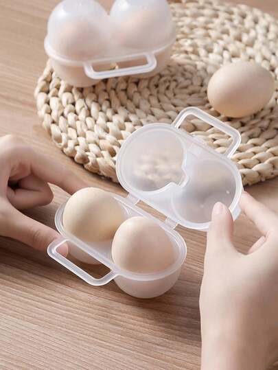 1pc Durable PP Polypropylene Double Layer Portable Egg Storage Box, Solid Color Shock-Proof Egg Container, Suitable For Outdoor Use