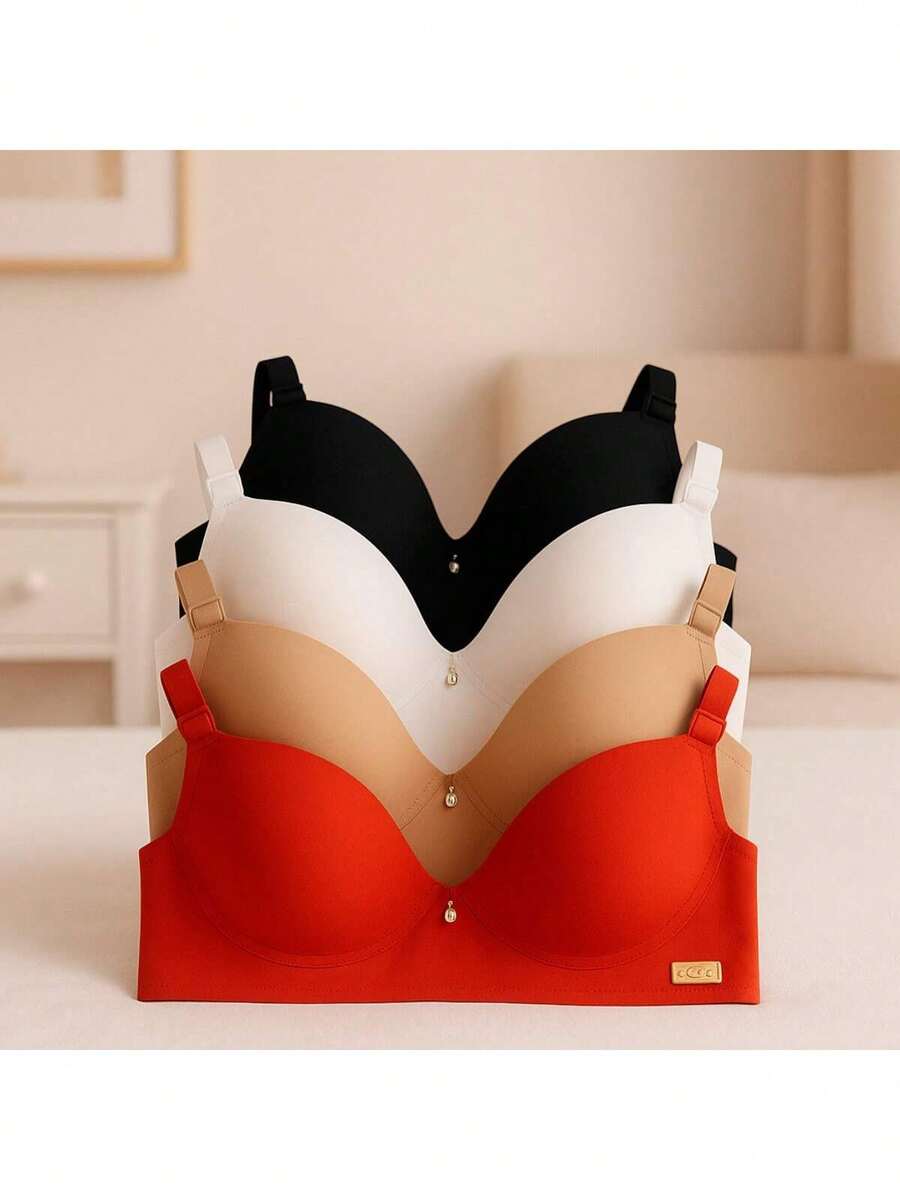 Kit With 4 Bras With Basic Smooth Cup Adjustable Strap Delicate Lingerie Bra Direct From The Factory Comfortable Women Wholesale Zilook Lingerie Pura Sedução - 彩色 - 查看 1