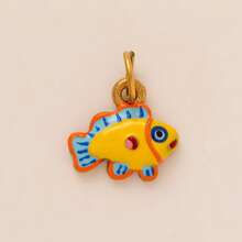 1件时尚精致INS不锈钢酒杯花鱼辣椒蝴蝶脸耳机DIY吊坠，镀18K金，不易氧化，适合情侣自由搭配 - 彩色 - 查看 16