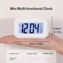 Orologio digitale da sveglia moderno, mini orologio digitale da camera da letto con sensore di temperatura, display LED luminoso e funzione timer del sonno - silenzioso, alimentato a batterie AAA (batterie non incluse), adatto per la decorazione intelligente della stanza