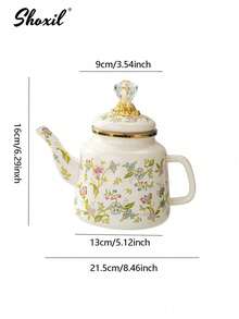 shoxil 1pc Enamel Coffee Pot, Floral Pattern Pour-Over Kettle, 1.2L Large Capacity Coffee Pot, Handle Pot Coffee Pot Narrow Mouth Oil Pot Boiling Pot, Home Boiling Pot, Tea Pot,Suitable For Electric Stove Gas Brewing Coffee Or Tea, - Enamel Pot Collection - View 17