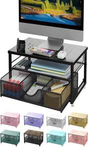 Gianotter Computer Monitor Stand Riser, Desk Organizers And Accessories With Drawer, Office Desk Accessories &Amp; Workspace Desktop Organizers Storage For Classroom Office Supplies (Black) - ColorA - View 1