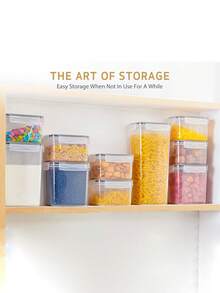 24/48pcs Airtight Storage Bins, Multi-Purpose Leak-Proof And Reusable Food Storage Jars, Portable And Stackable Food Airtight Bins For Cereals, Snacks, Tea And Pasta, Labels, Markers, Household Kitchen Items,Storage Containers - Black and White - View 7