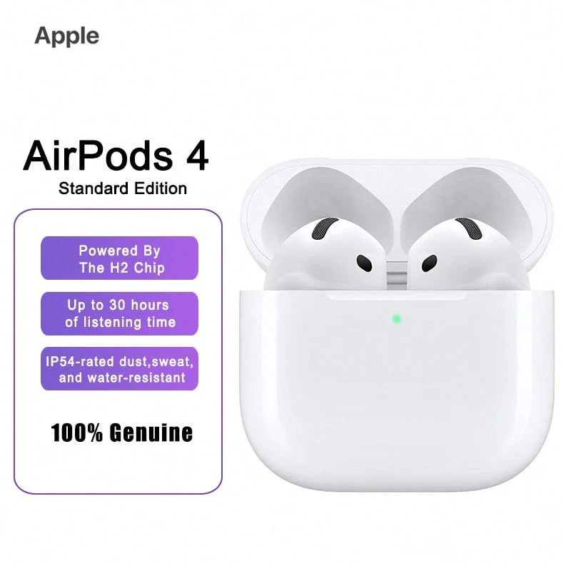 Apple AirPods 4 de Apple (Versión estándar, sin cancelación activa de ruido)