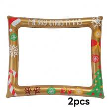 1/2 pièces Cadre photo gonflable de Noël pour selfie, rassemblement familial, convient pour fête de Noël, événements à la maison, décoration du Nouvel An