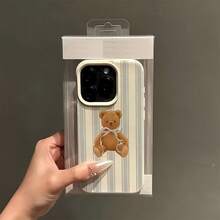 1pc Black Matte Angel Eye Teddy Bear Pattern Phone Case, Personalized Compatible With Apple 16 Pro Max, 15, 14 Plus, 13, 12, 11 And Series Protective Cover,International Version, Not The Domestic Version - Multicolor - View 3