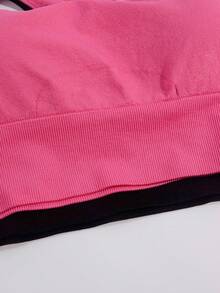2pcs/Set Women Plus Size Seamless Knit Comfortable Easy On/Off Removable Cup Sports Bra Spring Fall - Multicolor - View 4
