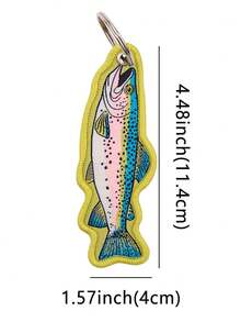 1pc 5color Vibrant Salmon Fish Keychain – Colorful Polyester Charm Double Stitching Unisex Fishing-Themed Gift & Outdoor Accessory For Backpacks Keys Tackle Boxes Mixed Colors Y2K
