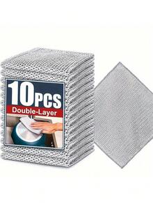 10pcs Home Appliances Accessories Gadgets Tools Christmas Stuff Cooking Christmas New Upgrade Steel Wire Dishcloth,Double-Layer Steel Wire Cleaning Cloth,Powerful Cleaning Non-Scratch Wire Dishcloth Rag For Cookware, Sinks, Dishes, Stove Tops