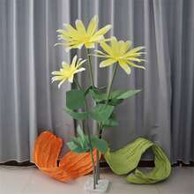 Decoraciones florales gigantes: hermosas margaritas artificiales como accesorios para fotos, ideales para decoraciones de bodas y proyectos de bricolaje en casa. - Amarillo - Ver 3