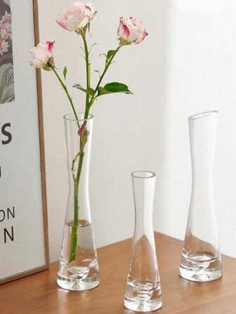 迷你玻璃透明花瓶，用于插花、水生植物，简约客厅、酒店、派对装饰，适合圣诞节、万圣节、复活节、感恩节礼物