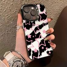 Adecuado para 16 15 14 13 12 11 Pro Plus Funda de Teléfono de Plástico Antideslizante Resistente a Impactos Resistente al Desgaste TPU Gel Ultra Delgado Resistente a Impactos Tacto Suave Diseño de Moda Hueco Estilo Simple Patrón Punto Negro Estrella - Colores mixtos - Ver 7