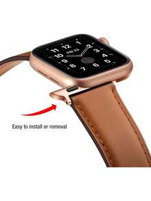 Huastonband 適用於 錶帶與錶殼保護套，PC 硬質白色框架搭配水鑽玫瑰金邊框，螢幕保護膜與錶殼一體式，防撞防刮手錶保護殼含錶帶，41mm 42mm 44mm 45mm 46mm 49mm，男女通用智慧手錶配件腕帶 SE/S11/S10/S9/S8/S7/S6/S5/S4，夏季女款配件適用海灘、派對、活動、舞蹈、度假、畢業、返校 - 棕色 - 查看 7