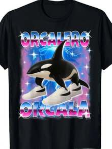 Orcalero Orcala Italian Brainrot Tralalero Tralala  Shark Meme T-Shirt Men Women Cotton Short Sleeve Y2k Top Men's Clothing - 黑色 - 查看 1
