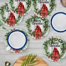 2 Stücke/4 Stücke/6 Stücke Weihnachtsmotiv bedruckte Diatomeen-Tischsets, Weihnachtsdekoration, geeignet für Esstisch, Kaffeebar, ganzjährige Dekoration, waschbare Tischsets, Raumdekoration, Untersetzer, Abtropfmatten, Küchen- und Esszimmer-Tischsets, Innen- und Außendekoration für Partys, Heimdekoration, ideales Geschenk - Verschiedenfarbig - Übersicht 6