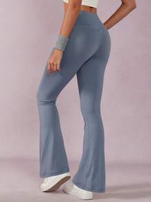 NcmRyu 1 Stück Modische, minimalistische nahtlose elastische Sporthose für Damen, einfarbige, lässige, vielseitige formende und hebende Bootcut Sporthose, geeignet für Yoga, Tanz, Fitness, Lauftights