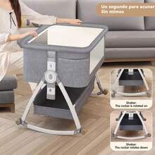 Cuna Plegable Con Mosquitero Y Colchón - Gris - Ver 6