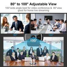 广角网络摄像头，120 度大视角 Spedal 920 视频会议摄像头，全高清 1080P 直播网络摄像头，内置麦克风，USB 网络摄像头，适用于 PC、笔记本电脑和台式机 - 黑色 - 查看 7