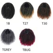 Belle Show 10英寸短款蓬松非裔卷发假发，抽绳发髻发片，合成卷发接发 - 彩色 - 查看 12