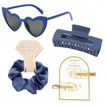 伴娘礼盒4件套，包括伴娘发夹、伴娘发箍、伴娘太阳镜，新娘派对礼物，丝缎柔软发饰，伴娘婚礼礼物，女士（绿色） - 4pcs - 查看 24