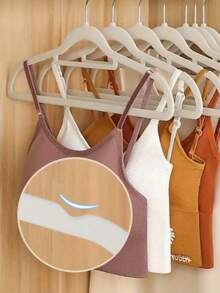 1pc/10pcs/20pcs White, Pink, Black, Gray Plush Clothes Hangers For Home Use, No Trace, Anti-Shoulder Corner, Anti-Slip, Can't Lift Bags, Clothes Drying Support, Organizer, Dry And Wet Dual-Use (Slight Color Difference Defects Do Not Affect Use)