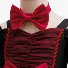 Vestito di Ognissanti per bambina, abito da principessa con motivo a pipistrelli nero e rosso con fiocco, outfit per feste e performance