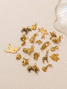 1 件时尚精致金色不锈钢动物系列马、鸟、飞猪、蝎子、斑马、老虎、长颈鹿吊坠，适用于 DIY 项链、手链、耳环、钥匙扣、包链、蕾丝扣、女士珠宝配饰、DIY 配件 - 金色 - 查看 5