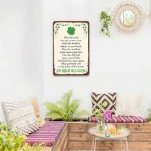 Tin Metal Sign Irish Blessing St Patrick's Day Metal Wall Decor Lucky Clover Shamrock Vintage Style Rustic Home Bar Pub Kitchen Gift - Nhiều màu - Xem 3