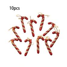 10pcs Christmas Tree Ornament Plastic Candy Cane Hanging Ornament Portable Party Decorations Holiday Present