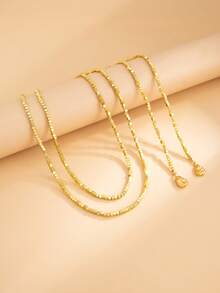 Set de 2 collares con cadena y colgante de perla falsa con diseño geométrico bohemio, elegante y de moda casual para uso diario, fiestas, festivales, sesiones de fotos, regalo para mujeres, citas en pareja, joyería versátil para mujeres