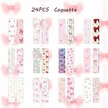 48个可爱粉色蝴蝶结书签，纸质阅读配件及装饰品，办公用品，派对小礼物，生日礼物，日记本，创意桌面装饰，返校礼物，房间装饰，家居装饰摆件，家居微缩小物 - 彩色 - 查看 4