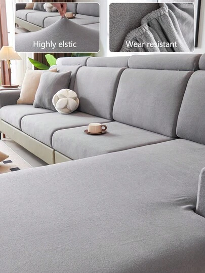 1pc Stretch Sofa Cover, Non-Slip Full Coverage Sofa Seat Cover, Suitable For All Seasons, Fabric Thickened Sofa Slipcover, Machine Washable, Dust-Proof, Pet-Friendly, Decorative Sofa Protector, Adjustable For Corner Sofa, Bedroom, Office, Living Room, 1/2/3/4 Seater