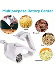 1个带手柄的奶酪刨丝器，家用奶酪刨丝器，手动旋转式奶酪刨丝器，可重复使用的硬奶酪、巧克力、坚果刨丝器，厨房小工具