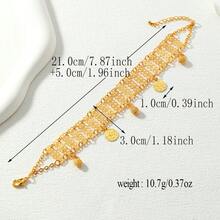 1件复古中东手工金属流苏手链，奢华阿拉伯宫廷风格，适合派对、节日佩戴，情人节配饰