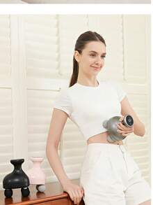 جهاز تدليك باليد بالاهتزاز، مسدس تدليك كهربائي قابل للشحن ب- 4 رؤوس، أداة ب- 6 مستويات سرعة، مناسب للخصر والساقين والقدمين، هدية رائعة للعائلة والأصدقاء