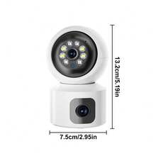 3MP +3MP Dual Lens WiFi Security Camera - AI Tracking, Full-Color Night View, Two-Way Audio, Gimbal Rotating Home Monitoring, USB Power Supply, No Memory Card, 1 White Unit, One Screen Dual Screen