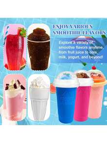 1pc Smoothie Cup, Smoothie Making Mug Frozen Magic Squeeze Smoothie Mug DIY Cooling Mug With Lid And Spoon Make Juice, Milk, Yogurt, Ice Cream Portable For Home, Party, Poolside Creative Gift For Birthdays, Christmas, Graduation - Perfect For Kids, Family, Friends, Colleagues - Smoothie Cup - View 7
