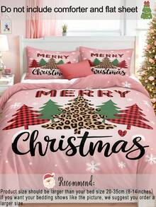3pcs Leopard Print Christmas Decoration Digital Print Duvet Set Set (1 Piece Duvet Cover 2 Pieces Pillowcase Without Core) Polyester Fiber Super Soft Skin-Friendly Bedding Set Christmas Decorations Suitable For Various Bed Sizes Ideal For Gifting - Multicolor - View 6