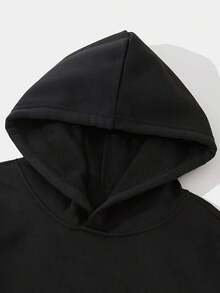 Sudadera con capucha de moda para hombres con patrón de corazón de mariposa simple y creativo, sudadera con capucha de manga larga con bolsillo canguro, top casual suelto, ropa de otoño e invierno para hombres - Negro - Ver 5