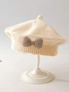 1pc Solid Color Knit Beret Hat For Baby Girls, Korean Style Infant Princess Artist Painter Cap - Multicolor - View 17