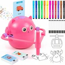Smart Drawing Robot For Kids, Interactive Educational Drawing Robot, Magic Painting Robot Toy With 100 Word Cards & 16 Color Pens For Girls And Boys Age 3+ (Blue) - Blue - View 13