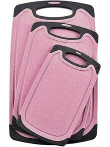Juego de 3 Tablas de Picar Antideslizantes de Plástico Alta Calidad - Rosa - Ver 3