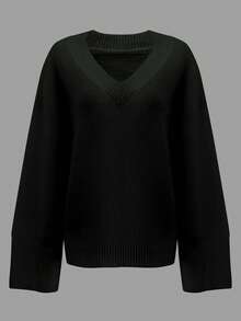 Áo khoác cardigan dệt kim gân màu đen, dáng rộng, cổ chữ V, cài một hàng khuy, phong cách Bohemian, thích hợp cho tiệc tùng mùa lễ hội. - màu đen - Xem 4