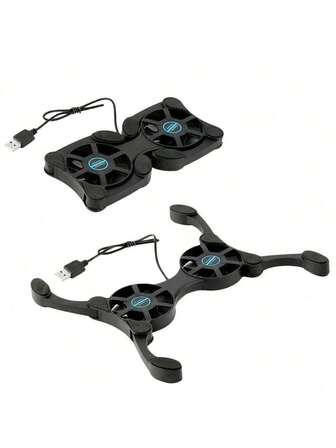 2-in-1 tragbarer USB Mini Laptop Lüfter Ständer, faltbares Notebook Kühlpad Radiator, Abluftventilator Design, geölte Oberfläche, kompatibel mit 7-15 Zoll Notebooks, ohne Batterie, Kunststoffmaterial, USB Typ C Anschluss