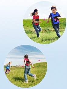 Kids Tail Pulling Game Set, Parent-Child Interactive Sticky Ball Vest + Tail Pulling Toy, Sensory Training Dodge Ball Physical Exercise, Outdoor Multi-Person Chase Game, School Sports Supplies, Christmas/Thanksgiving Party Game Props, Halloween Children's Gift Set (Random Color Details)